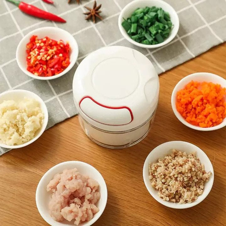 Mini Speedy Chopper | Manual Hand Pull | Garlic Slicer | For Vegetables, Fruits & Meat | High‑Quality Kitchen Tool