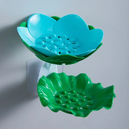 Wall Mounted Double Layer Lotus Flower Shaped Soap Holder