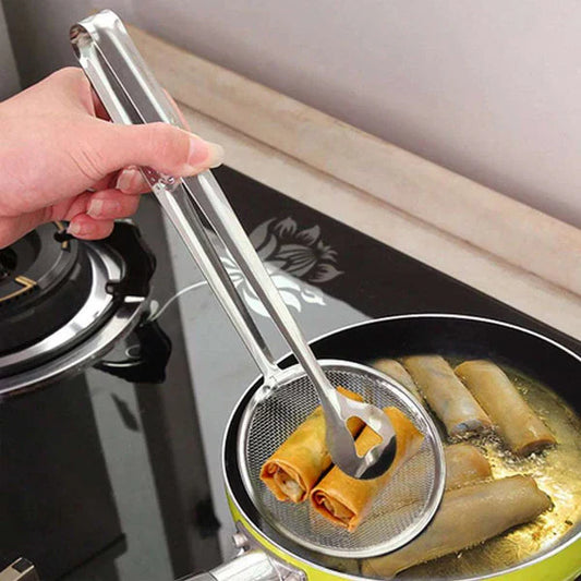 Imported Small Multi-functional 2 in 1 Fry Tool Filter Spoon Strainer With Clip