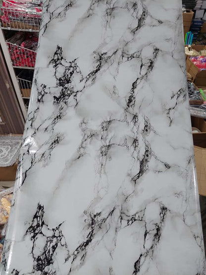 Self Adhesive White Marble Sheet Sticker For Kitchen, Cupboard, Wall – Anti Oil And Heat Resistant Wallpaper (60 x 200 cm)