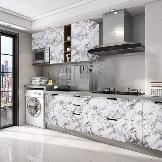 Self Adhesive White Marble Sheet Sticker For Kitchen, Cupboard, Wall – Anti Oil And Heat Resistant Wallpaper (60 x 200 cm)