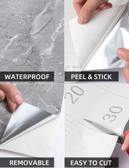 Self Adhesive White Marble Sheet Sticker For Kitchen, Cupboard, Wall – Anti Oil And Heat Resistant Wallpaper (60 x 200 cm)