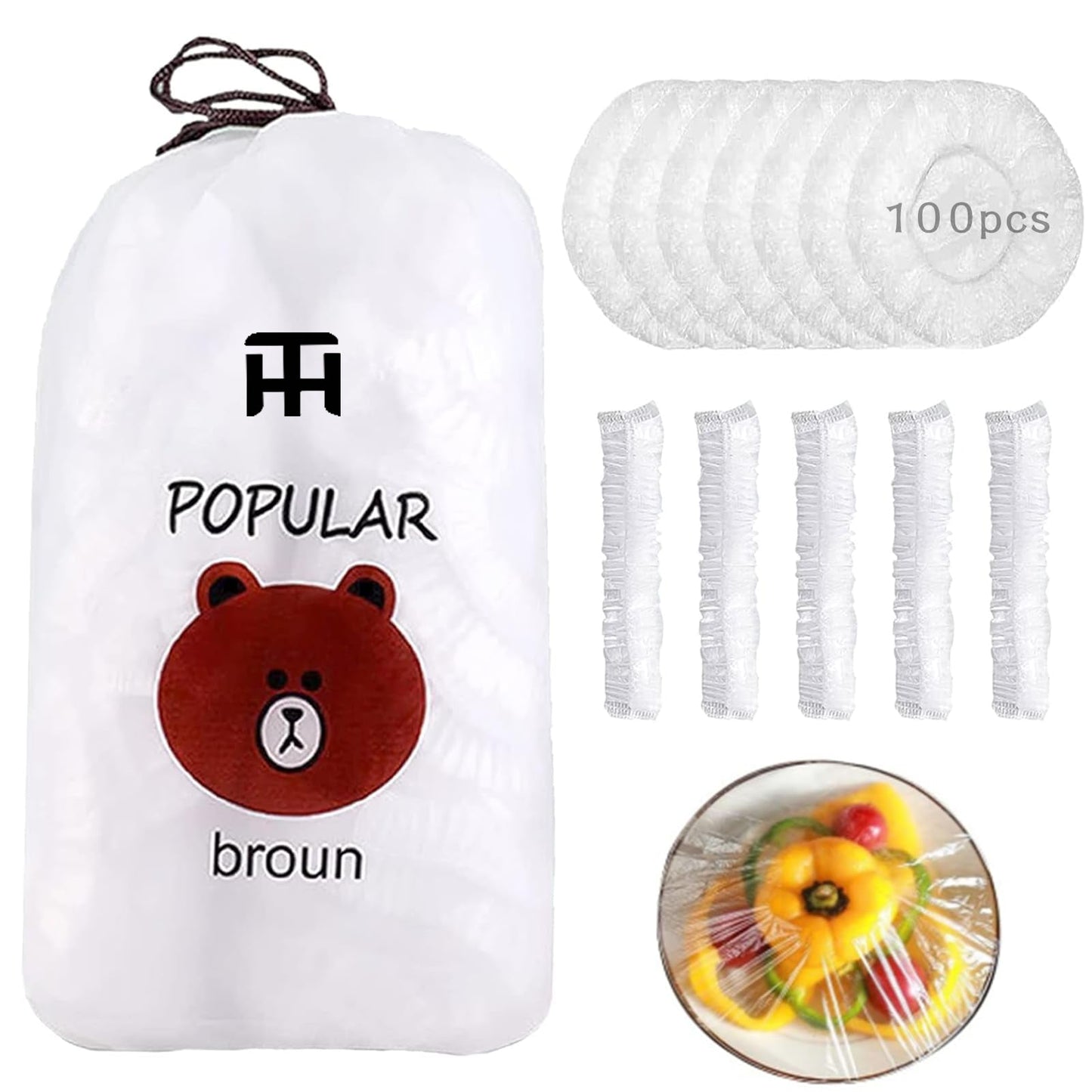 Combo Deal Disposable Food Cover Plastic Wrap 100 Pcs + 2 Pcs Dishwashing Rug