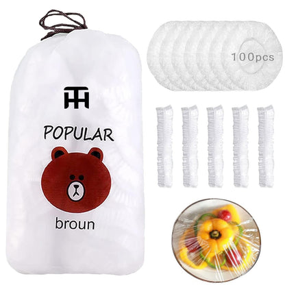Combo Deal Disposable Food Cover Plastic Wrap 100 Pcs + 2 Pcs Dishwashing Rug
