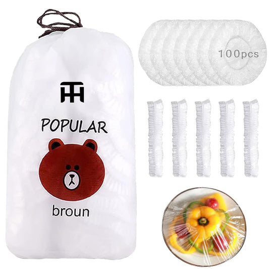 Combo Deal Disposable Food Cover Plastic Wrap 100 Pcs + 2 Pcs Dishwashing Rug