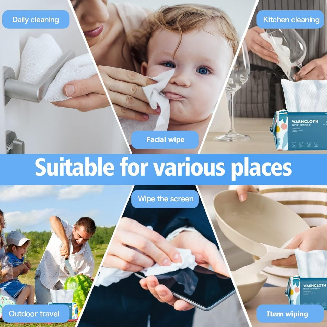 Disposable Face Towel – 70 Pcs Ultra Soft, Thickened Cotton Tissues | Lint-Free