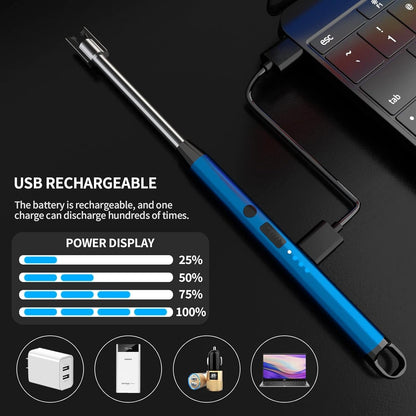 360° Outdoor Kitchen USB Rechargeable Arc Lighter – Flexible Neck, Safety Lock, Windproof & Eco-Friendly Design