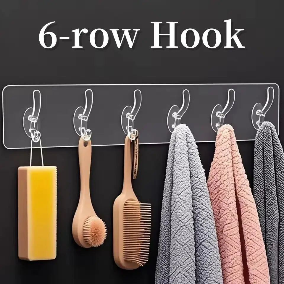 6 Row Transparent Wall Hooks