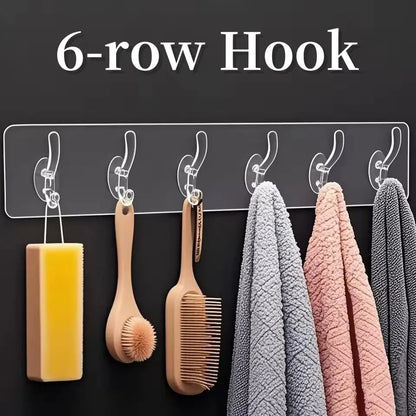 6 Row Transparent Wall Hooks