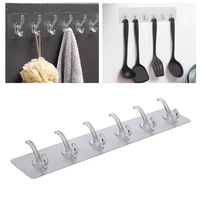 6 Row Transparent Wall Hooks