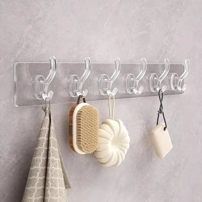 6 Row Transparent Wall Hooks