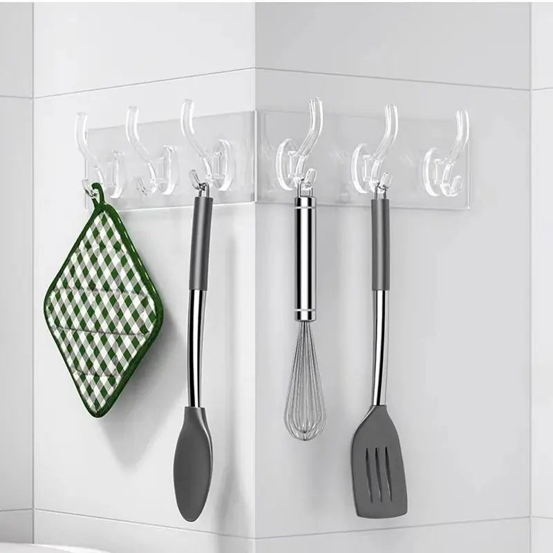 6 Row Transparent Wall Hooks
